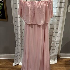 Sugarlips Pink Off-Shoulder Maxi Dress